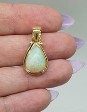 Load image into Gallery viewer, Pear Ethiopian Opal Pendant, Sterling Silver, 18K Gold Plated, October Birthstone - GemzAustralia 