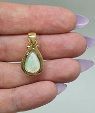 Load image into Gallery viewer, Pear Ethiopian Opal Pendant, Sterling Silver, 18K Gold Plated, October Birthstone - GemzAustralia 