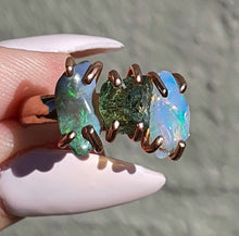 Load image into Gallery viewer, Ethiopian Opal &amp; Green Apatite Ring, Size 7.75, Sterling Silver, 14k Rose Gold Plated - GemzAustralia 