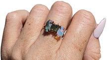 Load image into Gallery viewer, Ethiopian Opal &amp; Green Apatite Ring, Size 7.75, Sterling Silver, 14k Rose Gold Plated - GemzAustralia 