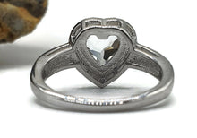 Load image into Gallery viewer, White Topaz &amp; Diamond Heart Ring, Size 7, Sterling Silver, Energy Gemstone - GemzAustralia 