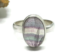 Load image into Gallery viewer, Fluorite Ring, Size 9, Sterling Silver, Oval Shape, Purple Blue Fluorite, Magical - GemzAustralia 