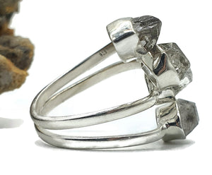 Herkimer Diamond Ring, Size 7, Sterling Silver, Double Terminated Quartz, Rough Gem - GemzAustralia 