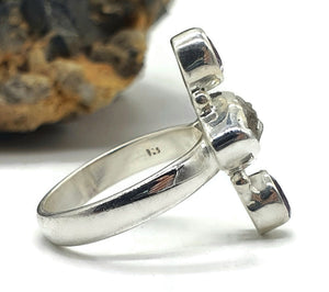 Raw Herkimer Diamond & Amethyst Ring, Size 6.5, Sterling Silver, Ascension Gem - GemzAustralia 
