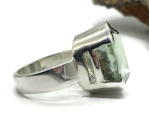 15 carat Green Amethyst Ring, Size 7, Sterling Silver, Prasiolite Ring, Oval Shaped - GemzAustralia 