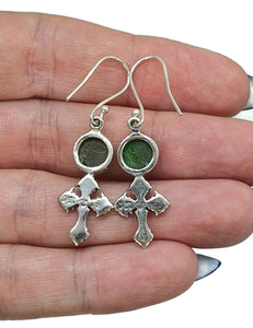 Chrome Diopside Cross Earrings, Siberian Emerald, Sterling Silver, Holds Mysteries - GemzAustralia 