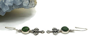 Chrome Diopside Cross Earrings, Siberian Emerald, Sterling Silver, Holds Mysteries - GemzAustralia 