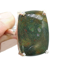 Load image into Gallery viewer, Bloodstone Ring, Size 9.5, Sterling Silver, Rectangle Shaped, Green Chalcedony - GemzAustralia 