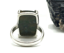 Load image into Gallery viewer, Bloodstone Ring, Size 9.5, Sterling Silver, Rectangle Shaped, Green Chalcedony - GemzAustralia 