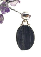 Load image into Gallery viewer, Black Tourmaline Pendant, Sterling Silver, Rough Gemstone, October Birthstone - GemzAustralia 