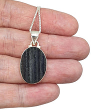 Load image into Gallery viewer, Black Tourmaline Pendant, Sterling Silver, Rough Gemstone, October Birthstone - GemzAustralia 