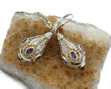 Load image into Gallery viewer, Glamorous Faberge Egg Earrings, Citrine, Amethyst, Garnet drops, Genie Bottle Design - GemzAustralia 