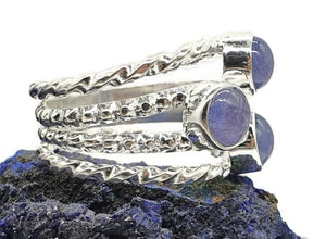 Tanzanite Ring, Size 8, Sterling Silver, Three Stone Ring, Psychic Power Stone - GemzAustralia 