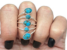 Load image into Gallery viewer, Blue Arizona Turquoise Ring, Size 9.5, Sterling Silver, Five Stone Ring, Protection Stone - GemzAustralia 