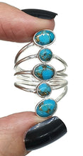 Load image into Gallery viewer, Blue Arizona Turquoise Ring, Size 9.5, Sterling Silver, Five Stone Ring, Protection Stone - GemzAustralia 