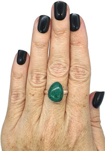 Chrysocolla Ring, Size 9, Sterling Silver, Green Blue Gemstone, Communication Stone - GemzAustralia 