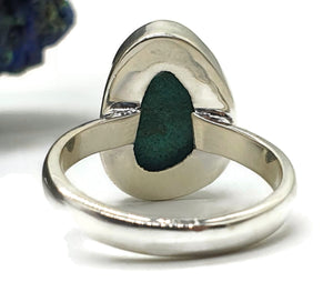 Chrysocolla Ring, Size 9, Sterling Silver, Green Blue Gemstone, Communication Stone - GemzAustralia 