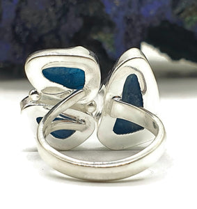 Statement Raw Blue Apatite Ring, Size 7.5, Sterling Silver, Rough Neon Blue Apatite - GemzAustralia 