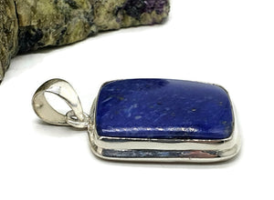 Lapis Lazuli Pendant, Square Shape, Sterling Silver, Protection Stone, Bezel Set - GemzAustralia 