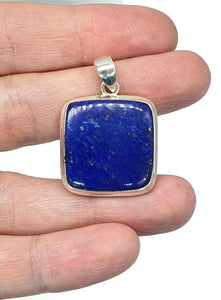 Lapis Lazuli Pendant, Square Shape, Sterling Silver, Protection Stone, Bezel Set - GemzAustralia 