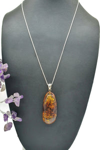 Stunning Baltic Amber Pendant, Sterling Silver, Natural Shape, 50 million years old - GemzAustralia 
