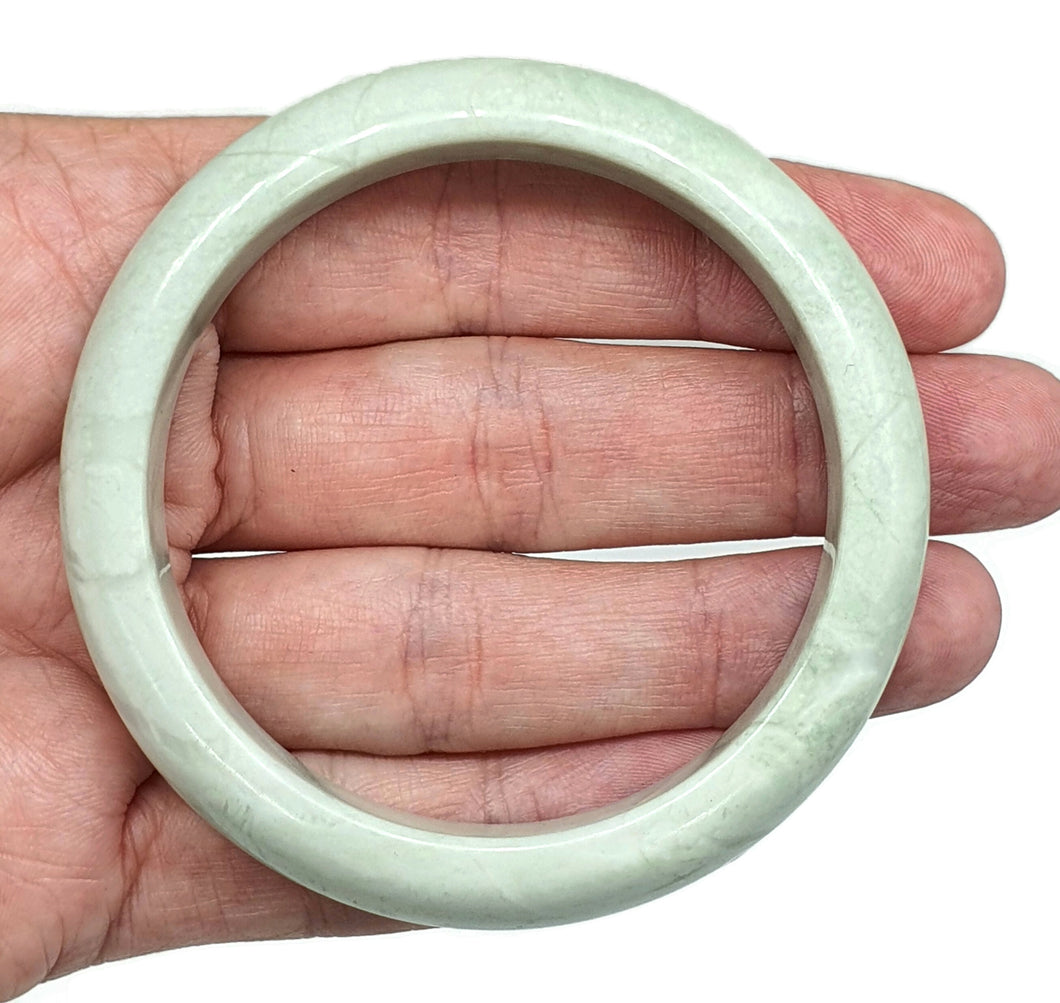 Solid Nephrite Jade Bangle, Green Jade, 57mm Diameter, Protection Gem, Lucky - GemzAustralia 