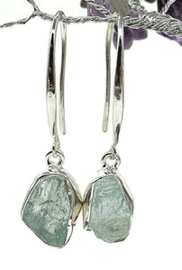 Rough Aquamarine Earrings, Sterling Silver, Raw Aquamarine, March Birthstone - GemzAustralia 