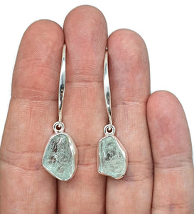 Rough Aquamarine Earrings, Sterling Silver, Raw Aquamarine, March Birthstone - GemzAustralia 