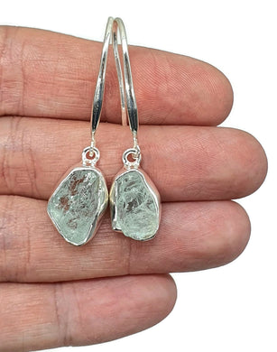 Rough Aquamarine Earrings, Sterling Silver, Raw Aquamarine, March Birthstone - GemzAustralia 