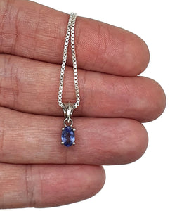 Tanzanite Pendant, Sterling Silver, 1.4 carats, Oval Facet, Psychic Power Stone, Meditation - GemzAustralia 