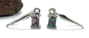 Mystic Topaz Earrings, 2.2 carats, Sterling Silver, Emerald Facet, Purple/Green Gem - GemzAustralia 