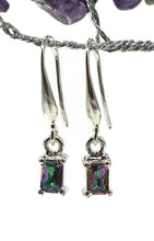 Load image into Gallery viewer, Mystic Topaz Earrings, 2.2 carats, Sterling Silver, Emerald Facet, Purple/Green Gem - GemzAustralia 