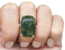 Load image into Gallery viewer, Bloodstone Ring, Size 9.5, Sterling Silver, Rectangle Shaped, Green Chalcedony - GemzAustralia 