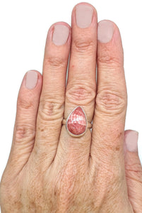 Rhodochrosite Ring, Size 6.5, Pear Shaped, Sterling Silver, Rosa Del Inca Gemstone - GemzAustralia 