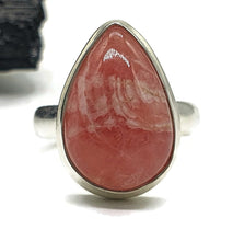 Load image into Gallery viewer, Rhodochrosite Ring, Size 6.5, Pear Shaped, Sterling Silver, Rosa Del Inca Gemstone - GemzAustralia 