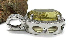 Lemon Quartz & Zircon Halo Pendant, 13 carats, Sterling Silver, Oval Shaped - GemzAustralia 