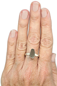 Raw Moldavite Ring, Size 11, Sterling Silver, Forest / Olive green Gem - GemzAustralia 