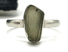 Load image into Gallery viewer, Raw Moldavite Ring, Size 11, Sterling Silver, Forest / Olive green Gem - GemzAustralia 