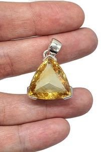 Trillion Faceted Citrine Pendant, Sterling Silver, 21 carats, November Birthstone - GemzAustralia 