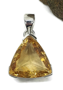 Trillion Faceted Citrine Pendant, Sterling Silver, 21 carats, November Birthstone - GemzAustralia 