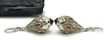 Load image into Gallery viewer, Glamorous Faberge Egg Earrings, Citrine, Amethyst, Garnet drops, Genie Bottle Design - GemzAustralia 