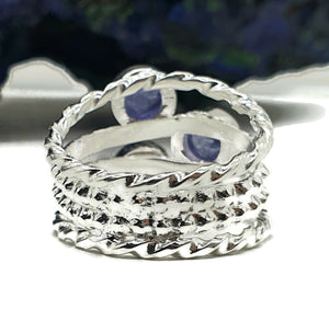 Tanzanite Ring, Size 8, Sterling Silver, Three Stone Ring, Psychic Power Stone - GemzAustralia 