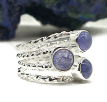 Load image into Gallery viewer, Tanzanite Ring, Size 8, Sterling Silver, Three Stone Ring, Psychic Power Stone - GemzAustralia 