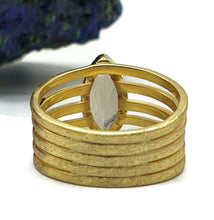 Load image into Gallery viewer, Faceted Rainbow Moonstone Ring, Size 7.75, Sterling Silver, 14k gold plated - GemzAustralia 