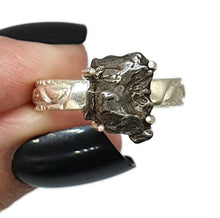 Load image into Gallery viewer, Raw Meteorite Ring, Size 8, Sterling Silver, Metallic Grey Gem, 4 prong, Campo del Cielo - GemzAustralia 