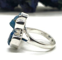 Load image into Gallery viewer, Statement Raw Blue Apatite Ring, Size 7.5, Sterling Silver, Rough Neon Blue Apatite - GemzAustralia 