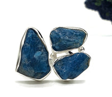 Load image into Gallery viewer, Statement Raw Blue Apatite Ring, Size 7.5, Sterling Silver, Rough Neon Blue Apatite - GemzAustralia 