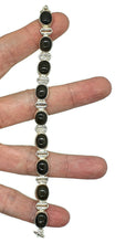 Load image into Gallery viewer, Black Spectrolite Cats Eye Bracelet, Sterling Silver, 18-20 cm adjustable, Genuine - GemzAustralia 