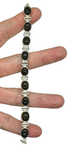 Black Spectrolite Cats Eye Bracelet, Sterling Silver, 18-20 cm adjustable, Genuine - GemzAustralia 