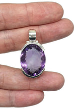 Load image into Gallery viewer, Deep Purple Amethyst Pendant, 29 carats, Oval Faceted, Sterling Silver, February Birthstone - GemzAustralia 